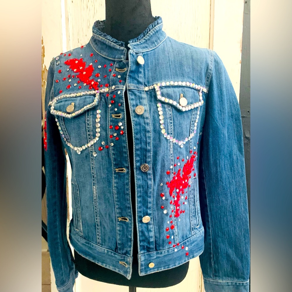 ❣️❣️Rhinestone‎ Embellish Denim Jacket❣️❣️❣️❣️❣️❣️ - Picture 4 of 6
